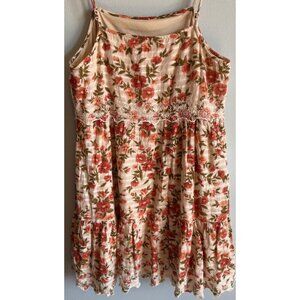 American Eagle Womens Floral Lace Embroidered Babydoll Dress Medium Lined Flowy
